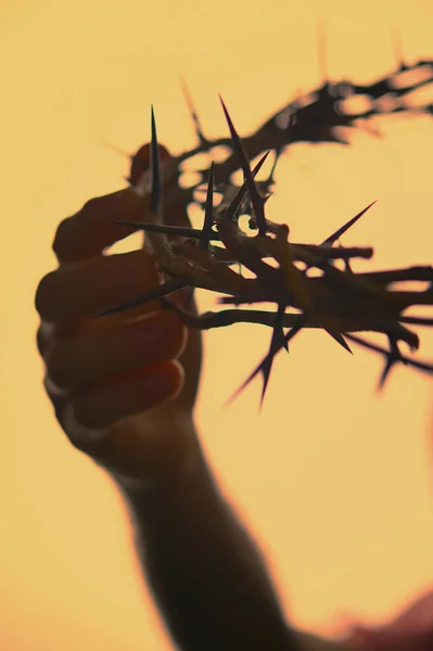 Details Hand holding crown of thorns
