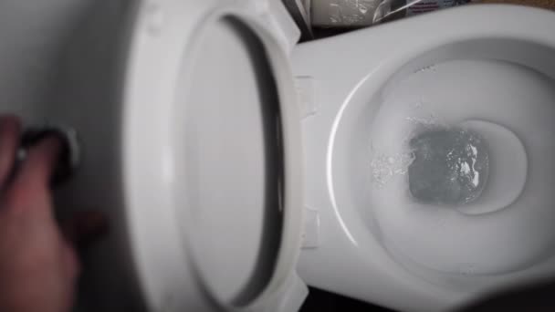 Effortlessly Maintain Clean Bathroom Demonstrating Simple Act Flushing Toilet Emphasize — Stock Video