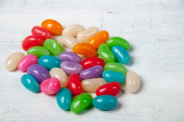 Jelly Beans Colored Table — Stock Photo, Image