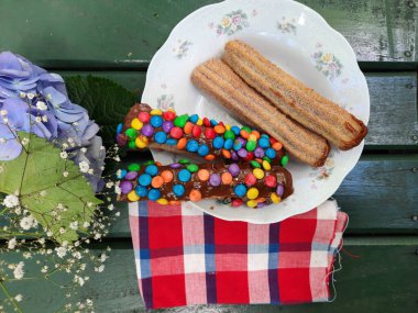 delicious gourmet churros on the table