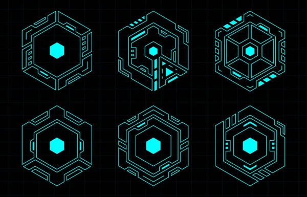 Hexagon Futurisztikus Keret Hud Digitális Technológia Absztrakt Geometriai Alakvektorának Kialakítása — Stock Vector