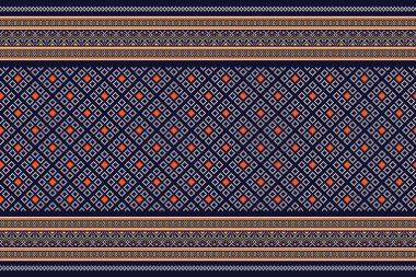 Kumaş pikseli soyut geometrik desen Tayland stye tasarımı giysi, kumaş, arkaplan, duvar kağıdı, ambalaj, batik. Örgü, nakış stili. Aztek geometrik sanat süsü baskısı.