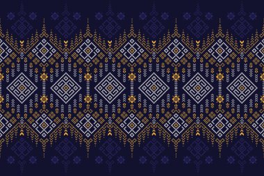 Kumaş pikseli soyut geometrik desen Tayland stye tasarımı giysi, kumaş, arkaplan, duvar kağıdı, ambalaj, batik. Örgü, nakış stili. Aztek geometrik sanat süsü baskısı.