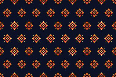 Kıyafet, kumaş, arkaplan, duvar kâğıdı, ambalaj, batik için soyut pikselsel geometrik desen kusursuz vektör tasarımı. Örgü, nakış stili. Aztek geometrik sanat süsü baskısı.