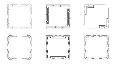 Siyah devre çizgi çerçeve tasarlamak teknoloji vektör tasarımı.