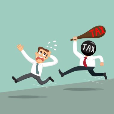  İş adamı vergi memuru saldırısından kaçtı, çizim vektörü karikatürü