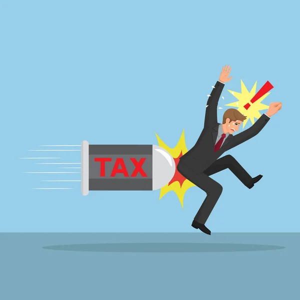 Biznesmen Zaatakowany Podatkiem — Wektor stockowy