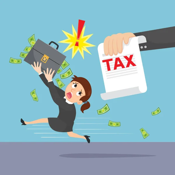 Businesswoman Attacked Tax — Stock Vector