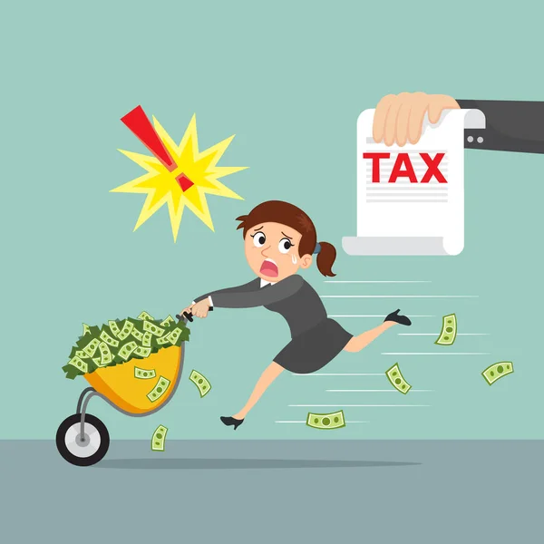 Businesswoman Attacked Tax — Stock Vector