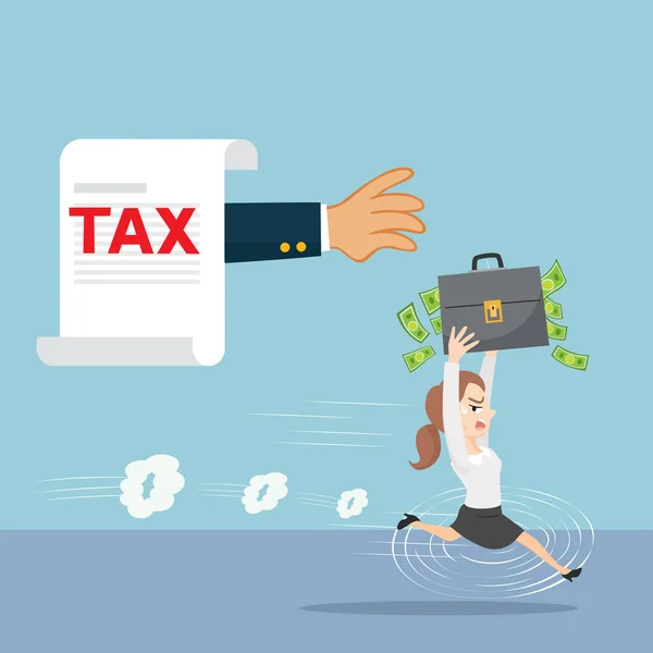 Przedsiębiorczyni Zaatakowana Podatkiem — Wektor stockowy