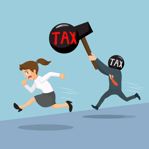 Επιχειρηματίας Τρέχει Μακριά Από Την Επίθεση Των Φορολογικών Υπαλλήλων Εικονογράφηση — Διανυσματικό Αρχείο