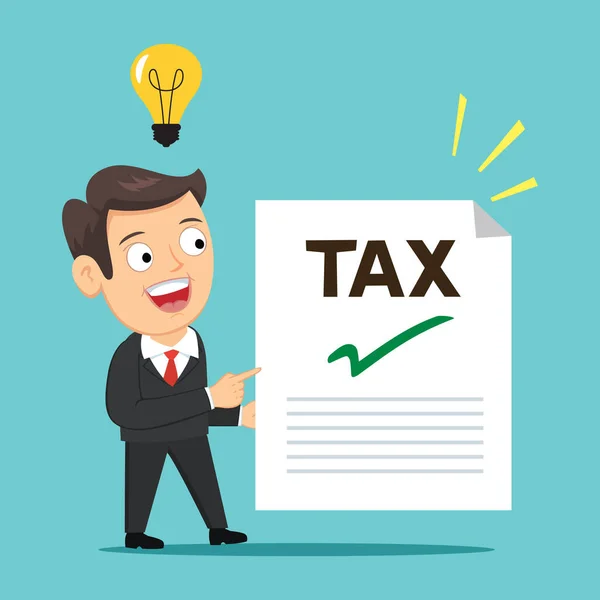 Businessman Showing Tax Form Illustration Vector Cartoon — Stock Vector