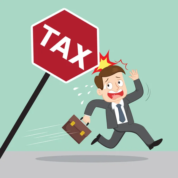 Businessman Attacked Tax Illustration Vector Cartoon — Stock Vector
