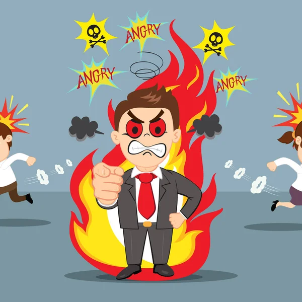 Wütender Geschäftsmann Geht Flammen Auf — Stockvektor