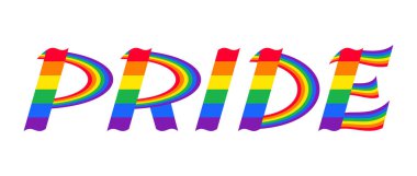 Lgbt Gurur Ay Sözcük Gökkuşağı Renkleri Beyaz Arkaplanda. LGBT gurur ayı kutlanıyor. Teğmen Gay Lezbiyen Gururu. Görüntü, Poster, Vektör, Arkaplan veya Duvar Kağıdı.  