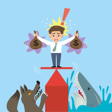 Çizgi filmdeki adam parayı tehlikeli bir yerde tutuyor..  