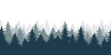 Orman manzarası. Orman silueti. Ahşap ya da orman. Vektör illüstrasyonu