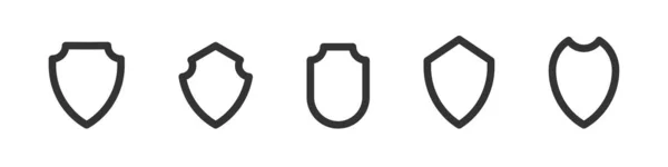 Shields Symbol Gesetzt Schutzschild Ikos Sammlung Vektorillustration Sichere Schilder — Stockvektor