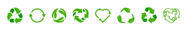Een Bord Voor Recyclage Iconen Hergebruiken Recycling Icoon Set Hergebruik — Stockvector