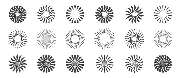 Set Iconos Sunburst Diseño Retro Sunburst Estallido Sol Forma Círculo — Vector de stock