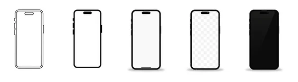 Mockup Smartphone Realista Telefone Celular Realista Com Sombra Telas Branco — Vetor de Stock