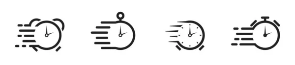 Conjunto Icono Tiempo Rápido Símbolo Servicio Express Símbolos Entrega Rápida — Vector de stock