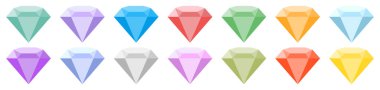 Elmas renkli simge koleksiyonu. İzole edilmiş vektör mücevher simgeleri ayarlandı.