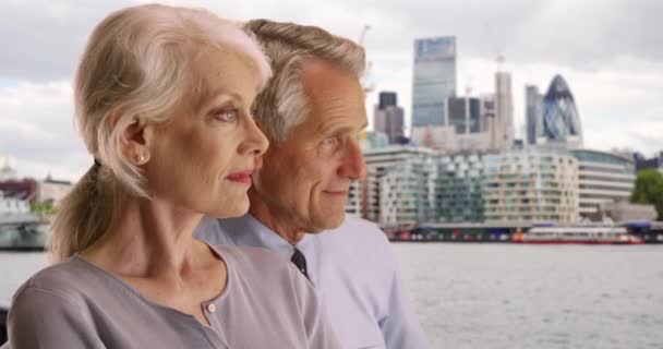 Seitenansicht Eines Älteren Ehepaares Mit Blick Auf Die Themse Glückliche — Stockvideo
