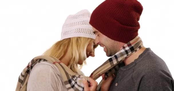 Hipster Couple Being Affectionate White Young Hipster Millennial Couple Love — Stock Video