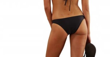Bikini kadının popo üzerinde boş arka plan izole Close-up