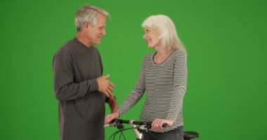 Yaşlı yabancılar konuşuyor ve birbirlerini tanıyorlar. Sağlıklı ve aktif yaşlılar şehir dışında konuşuyorlar. 4k 