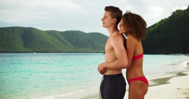 Profilbild Eines Paares Strand Der Karibik — Stockvideo
