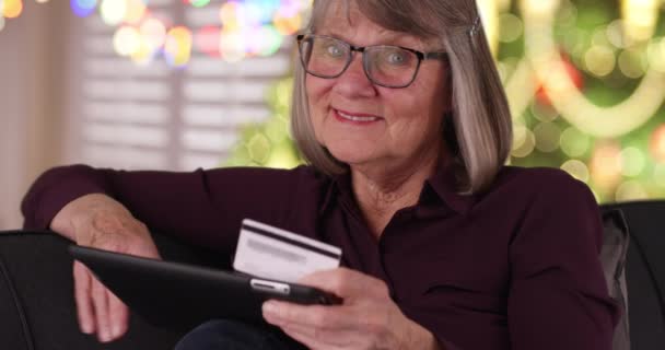 Tatillerde Internetten Alışveriş Yapmak Için Kredi Kartı Kullanan Heyecanlı Bir — Stok video