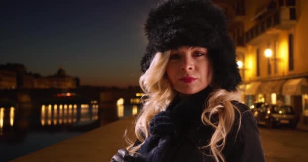 Floransa Daki Turist Kadın Portresi Talya Şapka Fular Içinde Floransa — Stok video