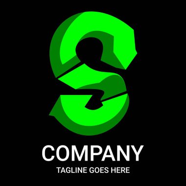 S harfi logo tasarımı, şirket için, tişörtler, vs. Yeşil 3d S harfi logosu. Basit ve sportif harf logosu tasarımı.