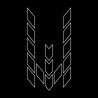 Tasarım logosu 'W' harfi. Tişörtler, şirketler, oyuncular, spor, inşaat vesaire için uygun. Anahat logosu ok şeklinde. Logo Özet Tarzı Okları ve Binaları.