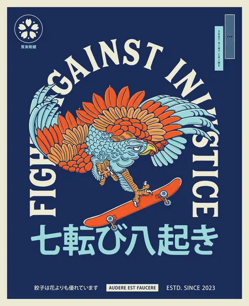 Kartal Gibi Adaletsizliğe Karşı Savaş Paten Kaymak Suç Değil Japon Vektör Grafikler