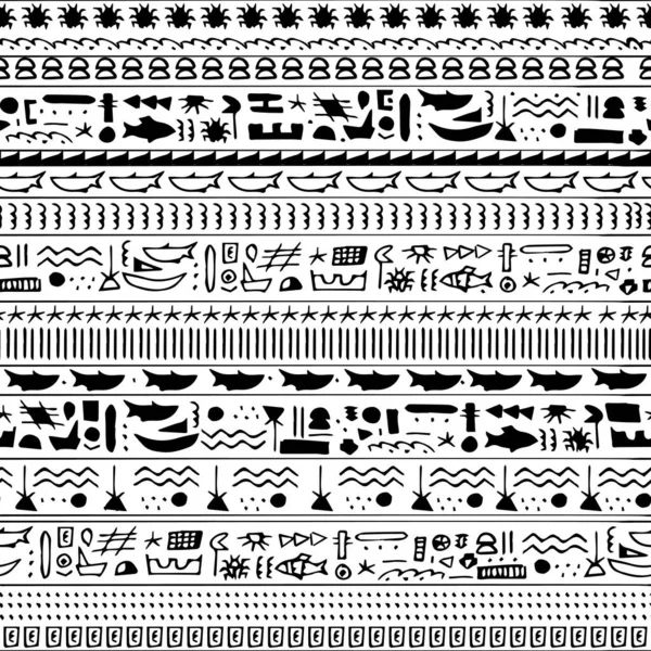 Elegant Egypt Inspired Vector Illustration Monochrome Patterns Intricate Hieroglyphic Motifs — Stock Vector