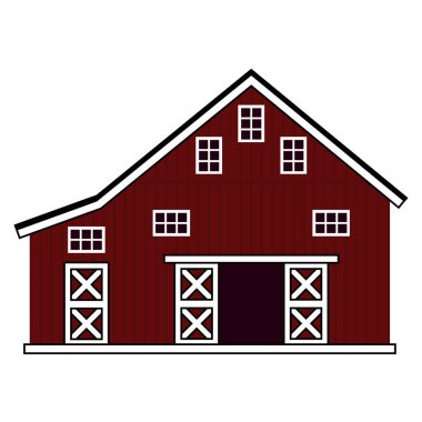 Vektör ahşap ev tabelası simgesi. Beyaz arka planda kırmızı haç panoların izole bir illüstrasyonu çiftlik evi zekası kapısı ve çatısı