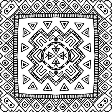 Soyut geometrik siyah beyaz dövmeli kabile arka plan vektör tasarımı. Kusursuz desenli dövme kabile duvar kâğıdı.