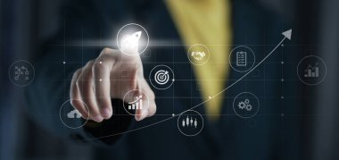 Project management Time Planning business concept. Business process management, automated workflow, gears, businessman. quality control, and long-term business assessment tracking..	