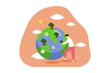 Dünya Günü Düz Tasarım Çizimi