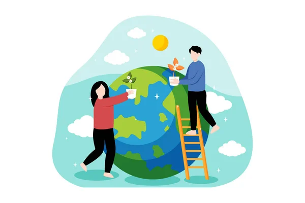 stock vector Earth Day Flat Design Illustration