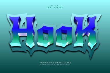 Kanca düzenlenebilir metin efekti 3 boyut kabartma modern biçimi