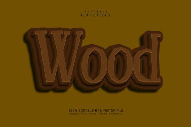 Ahşap düzenlenebilir metin efekti 3 boyut modern stili kabartma