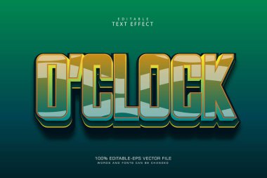O saat düzenlenebilir metin efekti 3 boyut kabartma modern biçimi