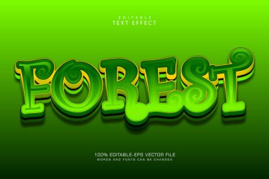 Orman düzenlenebilir metin efekti 3 boyut modern stili kabartma