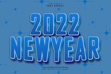 2022 yeni yıl düzenlenebilir metin efekti 3 boyut modern stili kabartma
