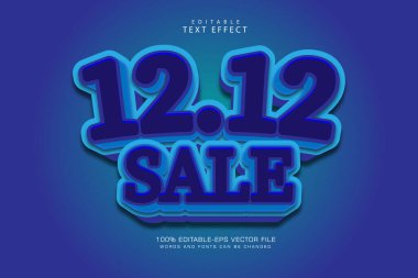 12.12 indirimli metin efekti 3 boyutlu kabartma çizgi film biçimi