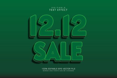 12.12 indirimli metin efekti 3 boyutlu kabartma çizgi film biçimi